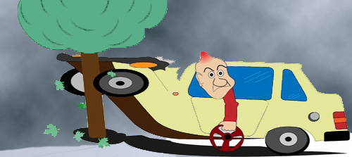 15475938 - illustration of a road accident and the man with the wheel