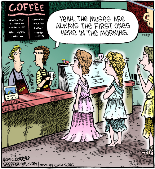 3 muses in line at Starbuck's