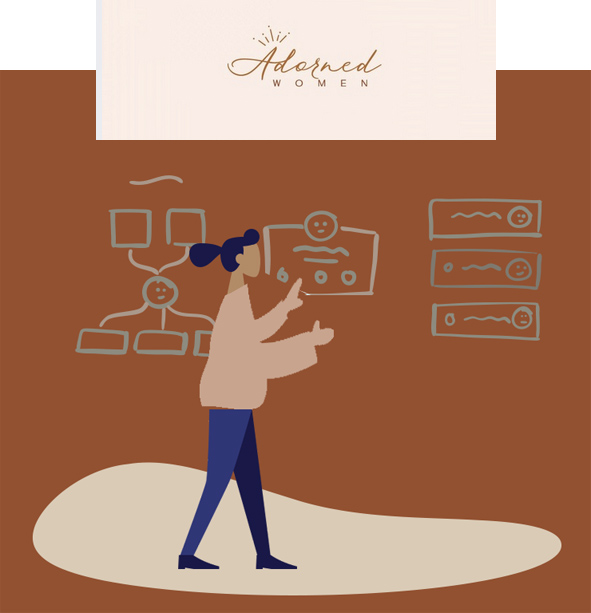 woman pointing at whiteboard